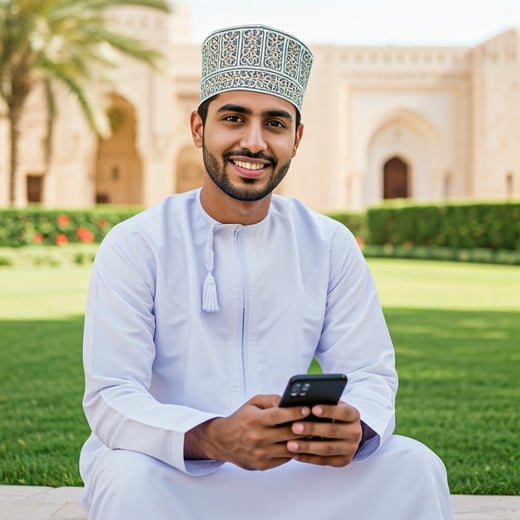 Oman Man Using Phone